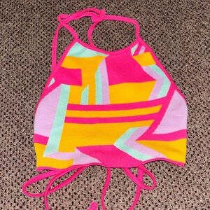Zara Multicolor Abstract Crop Top